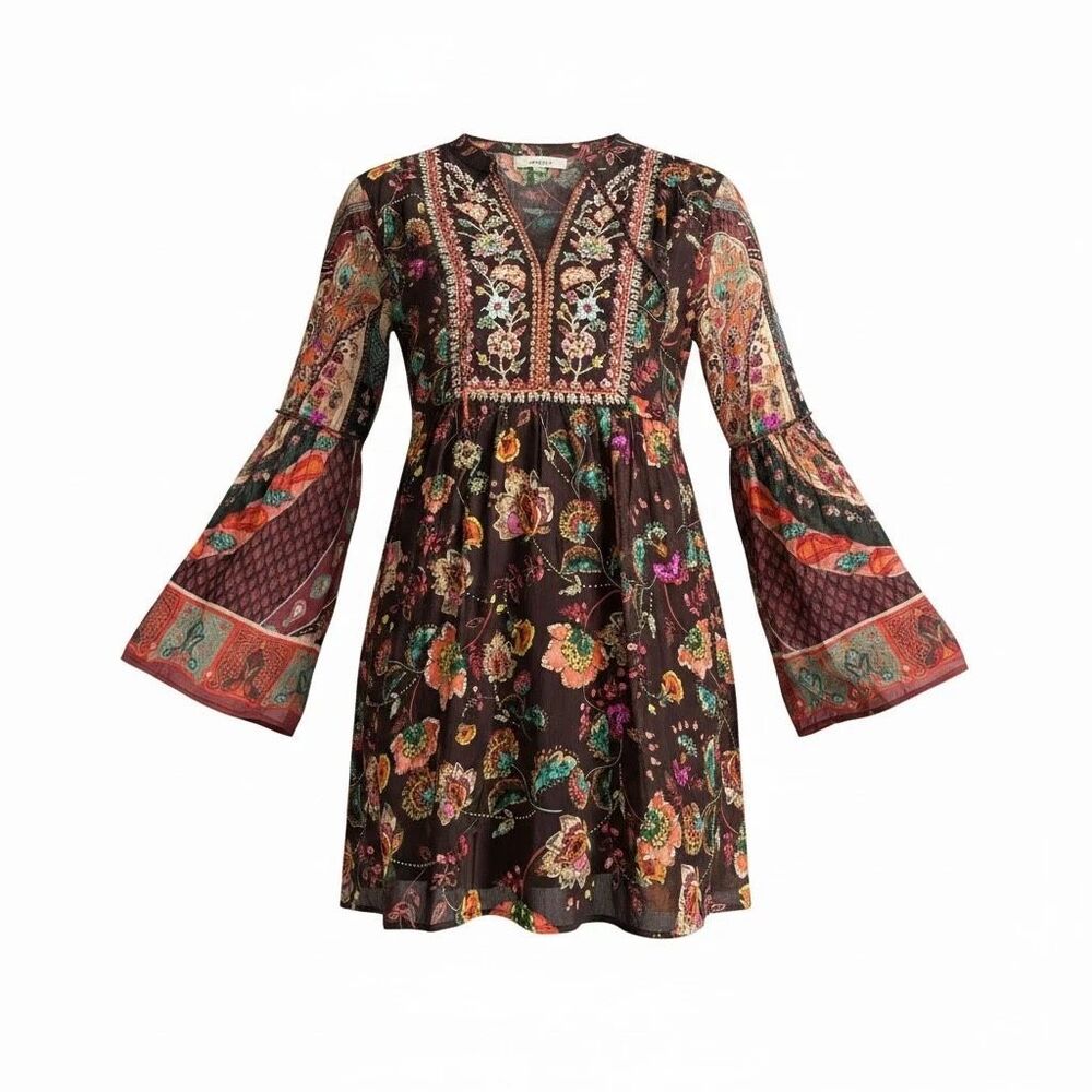 Soft Surroundings Womens Icons Asteria Embroidered Beaded Tunic boho M NWT